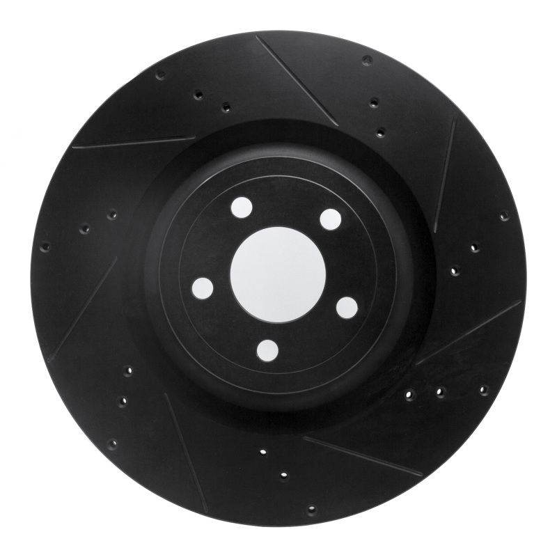 Ford Mustang Brake Rotor (1) - Front Right - R1 Concepts - Drilled & Slotted - Black - `15-`23 Ford Mustang Brake Rotor (1) - Front Right - R1 Concepts - Drilled & Slotted - Black - `15-`23